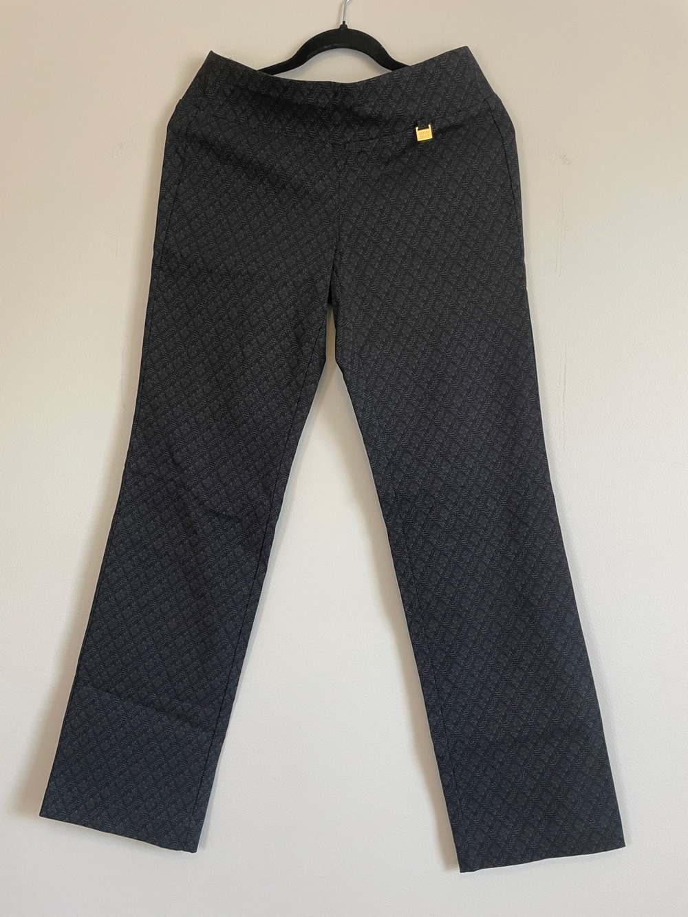 Ellen Tracy Black Subtle Diamond-Pattern Dress Pants